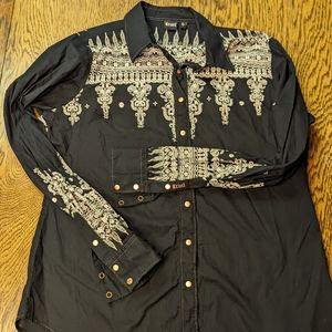 Cruel Women's XL Metal Snap Down Shirt
